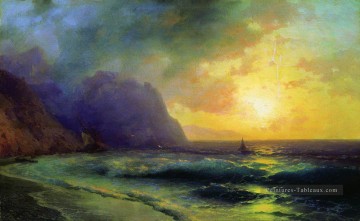 Ivan Aivazovsky coucher de soleil en mer Paysage marin Peinture à l'huile